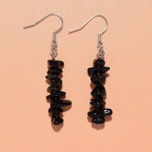 Obsidian Stone Dangle Earrings